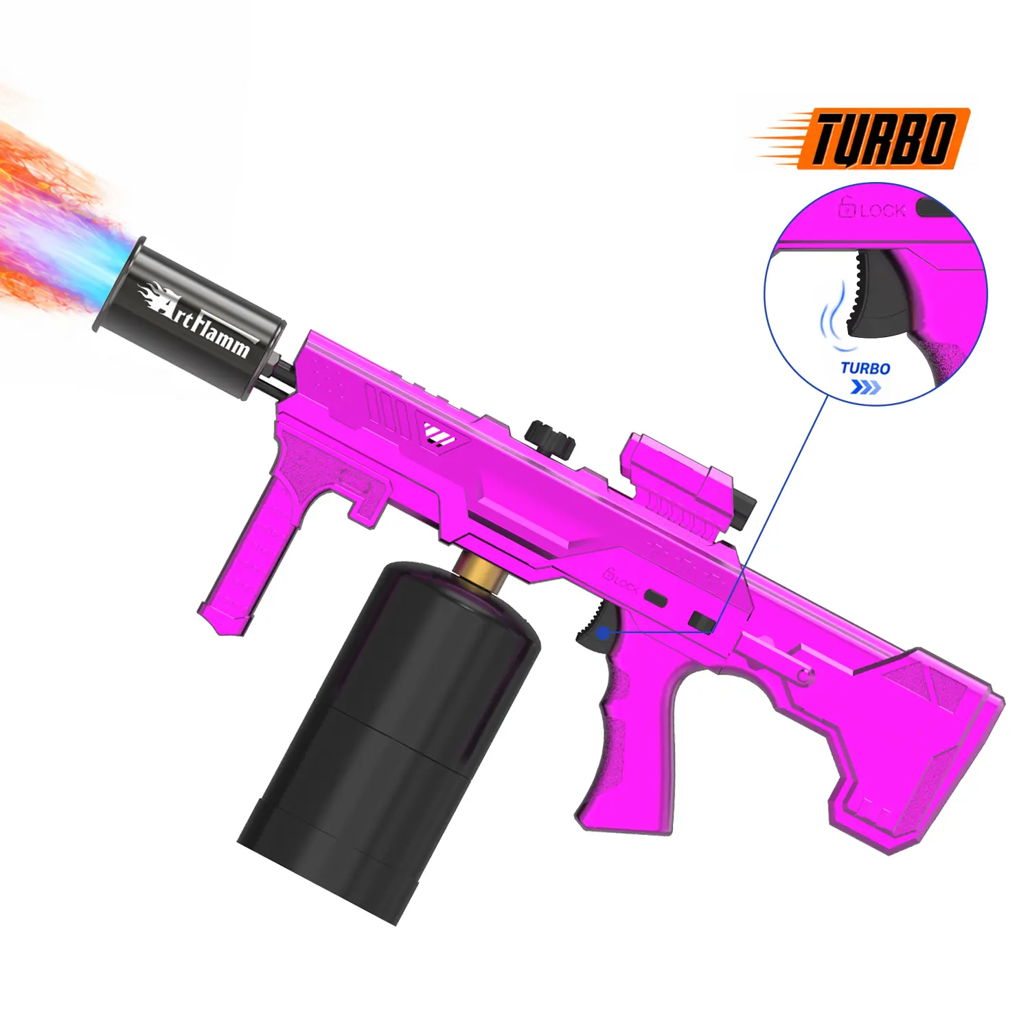 ARTFLAMM Turbo Propane Torch Gun with One-Touch Max Flame Boost, Powerful Blow Torch with Adjustable Flame for Weed Removal, BBQ, Fire Starting, Grilling & Outdoor Use(Tank Not Included)