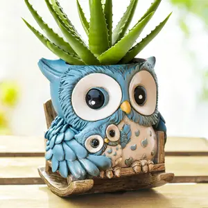 Resin Owl Rocking Chair Flowerpot Craft - Unique Creative Design, Desktop Garden Succulent Ornament for Home Decor whimsical