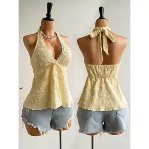 Women's summer fashionable lace patchwork bow camisole, comfortable and casual multi-functional fitted vest, suitable for daily wear and datingRAIMENTRY