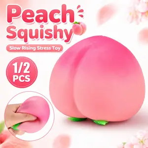Peach Squishy Stress Relief Toy, Slow Rising Squeezable Peach Fidget Toy for Adults, Soft Fruit Squishy Toy for Relaxation & Decompression Squeeze 1/2PCS