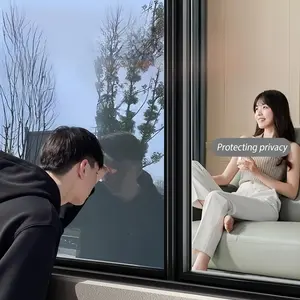 Silver Color Anti-Glare Insulated Window Film, Protects Privacy, See Outdoors Daytime, Not Visible Indoors, Removable, Home Windows, Window Privacy Films