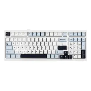 Aula F99 Wireless Mechanical Keyboard, Hot Swappable Gasket Custom Gaming Keyboard with Five-Layer Padding, Bluetooth/2.4GHz/USB-C, 8000mAh Battery (White Light Blue, Graywood V3 Switch)