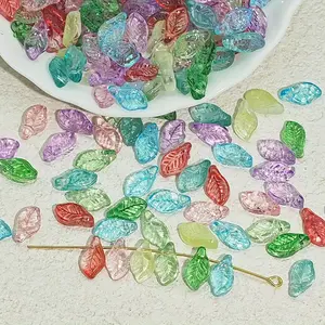 30/50/100pcs Colorful Glass Beads, Threaded Beads, Leaf Charms, Grape Leaf Pendants, DIY Jewelry Making Supplies, Bracelets, Necklaces, Earrings, Phone Chains