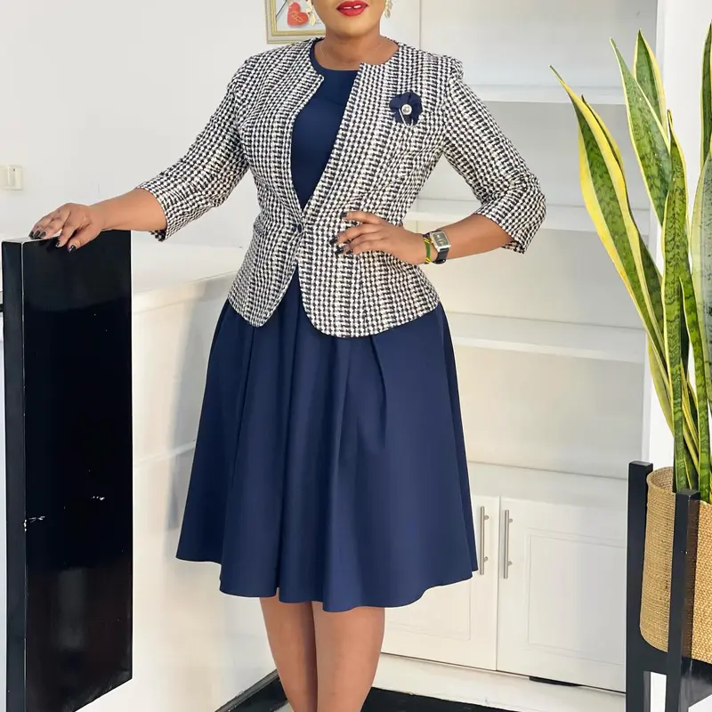 Mina 2026 New Women's Black Suit Collar High Waist Elegant Plus Size Formal  Dress with Belt Basic Chic Long Sleeve Minimalist - TikTok Shop