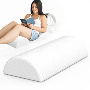 Comfort Bolster Pillow for Legs Back and Head Contoured Memory Foam Cotton Cover Lumbar Support Pillow for Semi Roll Pillow