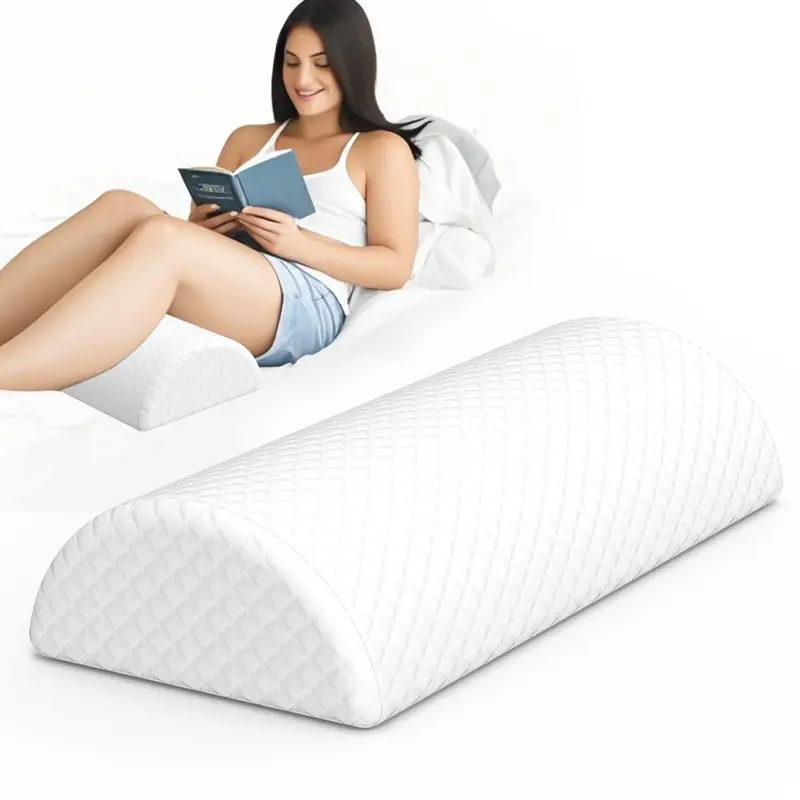 Comfort Bolster Pillow for Legs Back and Head Contoured Memory Foam Cotton Cover Lumbar Support Pillow for Semi Roll Pillow