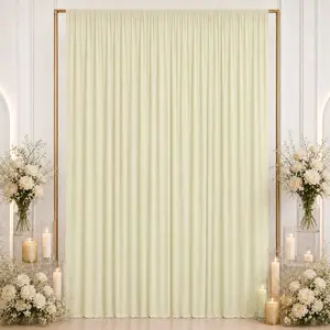 Spandex Backdrop Curtain Ivory 10ft x 12ft, 4-Way Stretch Wrinkle-Free Photo Booth Backdrop with Rod Pockets for Wedding & Events