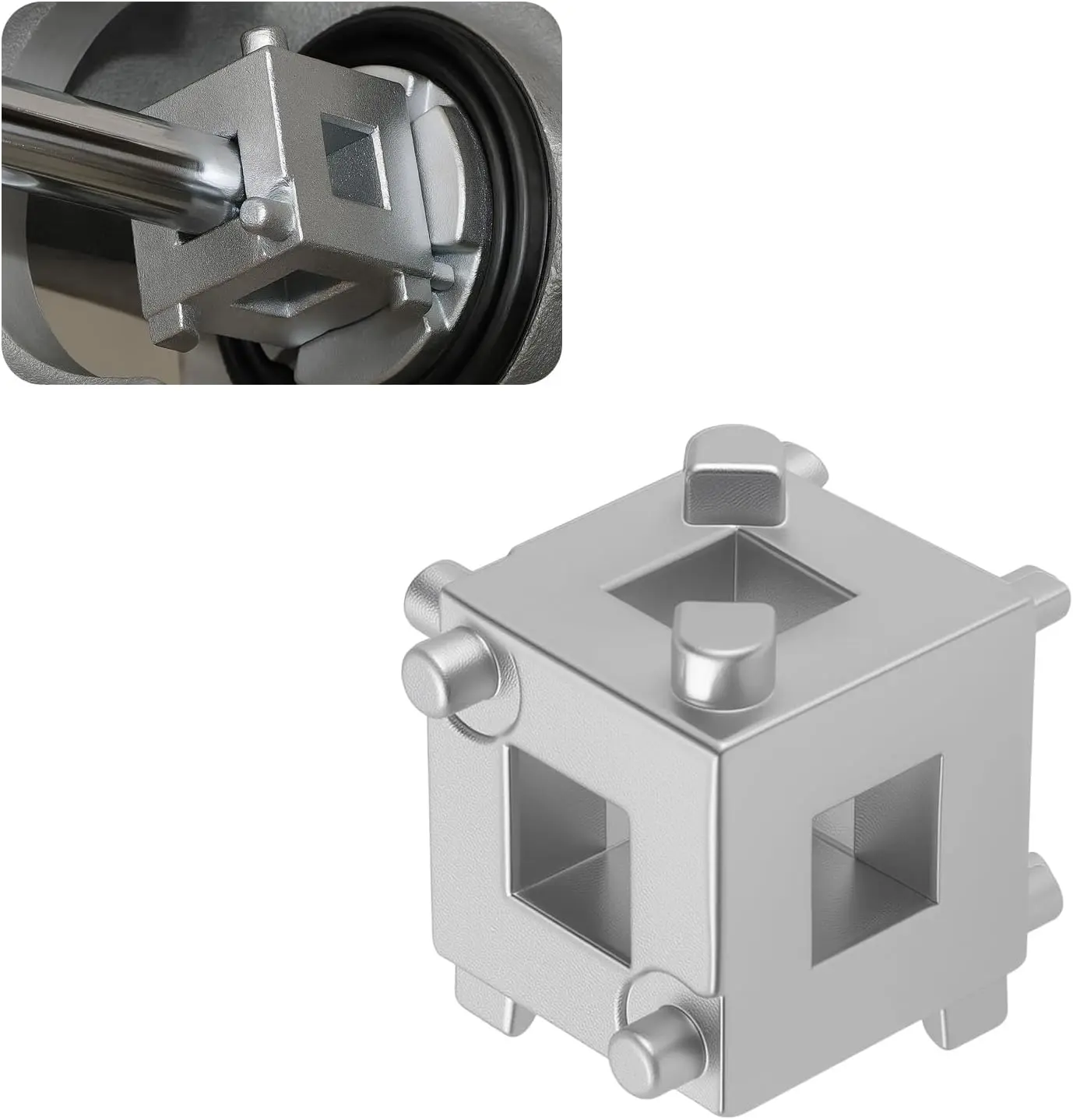 3/8" Square Drive Steel Metal 6-in-1 Compact Light Brake Caliper Compression Tool, Piston Adjuster for Cars/SUVs/Trucks Disc Pistons, Rear Calipers & Brake Pads