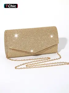 Women's Elegant Glitter Evening Bag, Exquisite Trendy Glittery Clutch Bag, Fashionable Shoulder Chain Crossbody Bag with Removable Chain Shoulder Strap for Wedding Party Banquet, Elegant Stylish Purse, Fashion Purses