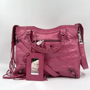 Pre-owned Balenciaga Leather Shoulder Bags Sorbet Lambskin Motorcycle City Bag