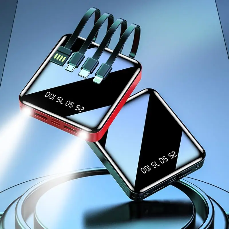 10000mAh Power Bank, 4 In 1 Portable Mobile Charger, USB Rechargeable Power Bank with Digital Display & LED Light for Home Office Outdoor Travel, Boyf