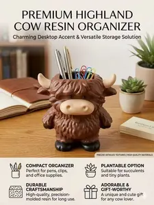 The cute highland cow resin ornament can be used as a bathroom soap rack, study table, work table, dressing table small box ornament.