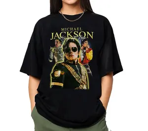 Retro Michael Jackson Era M J Homage Memorial Graphic Tee Pure Cotton Unisex Casual Daily Outings Halloween Christmas Gift for MJ Fans