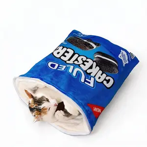 Cat Toy Sleeping Bag 20"L x 15"W Cute Potato Chip Bag Design Hanging Snack Crinkle Sound Toy Pet Accessories Gift Choice