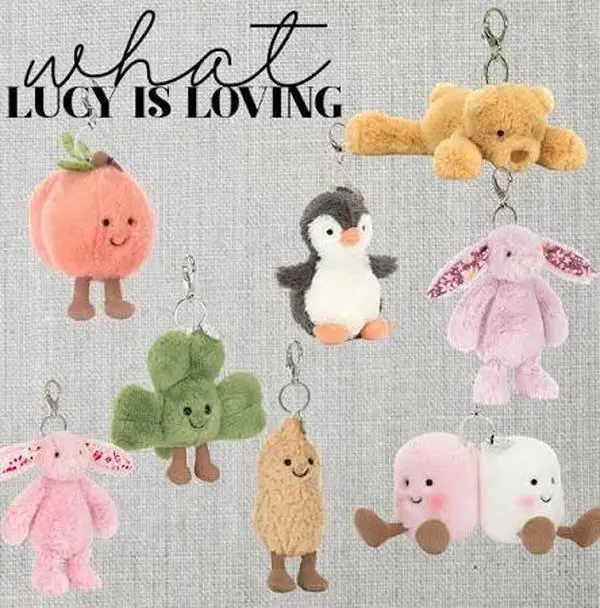Jellycat Mini Plush Keychain | Aesthetic Soft Stuffed Animal Bag Charm for Backpack | Cute Bunny Bear Dragon Sports Ball Keyring Collection