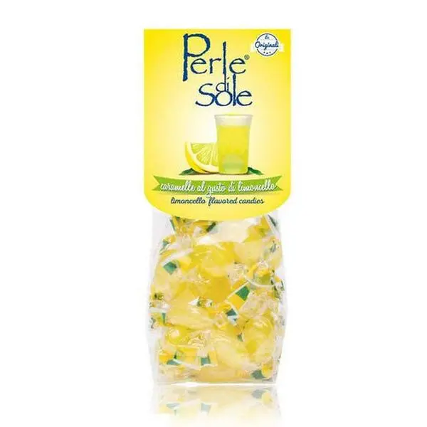 Perle Di Sole - Italian Lemon Hard Candy with Fizzy Center Individually Wrapped Imported Candy from the Amalfi Coast No Artificial Colors or Flavors (7 oz)
