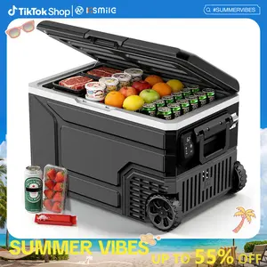 Kismile 12V Portable Refrigerator 42/53/68QT Compressor Electric Cooler,,  Dual-Voltage 12V/24V DC Car Cooler, -4°F to 68°F Portable Freezer for Car, Truck, RV, Camping, Home, Road Trips，Black