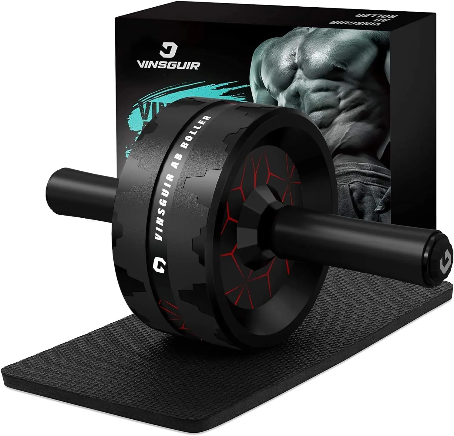 VINSGUIR Ab Roller Wheel, Abs & Core Workout Equipment for Home Gym with Knee Pad Accessories, Abdominal Wheel for Full-Body Strength Training Vinsguir