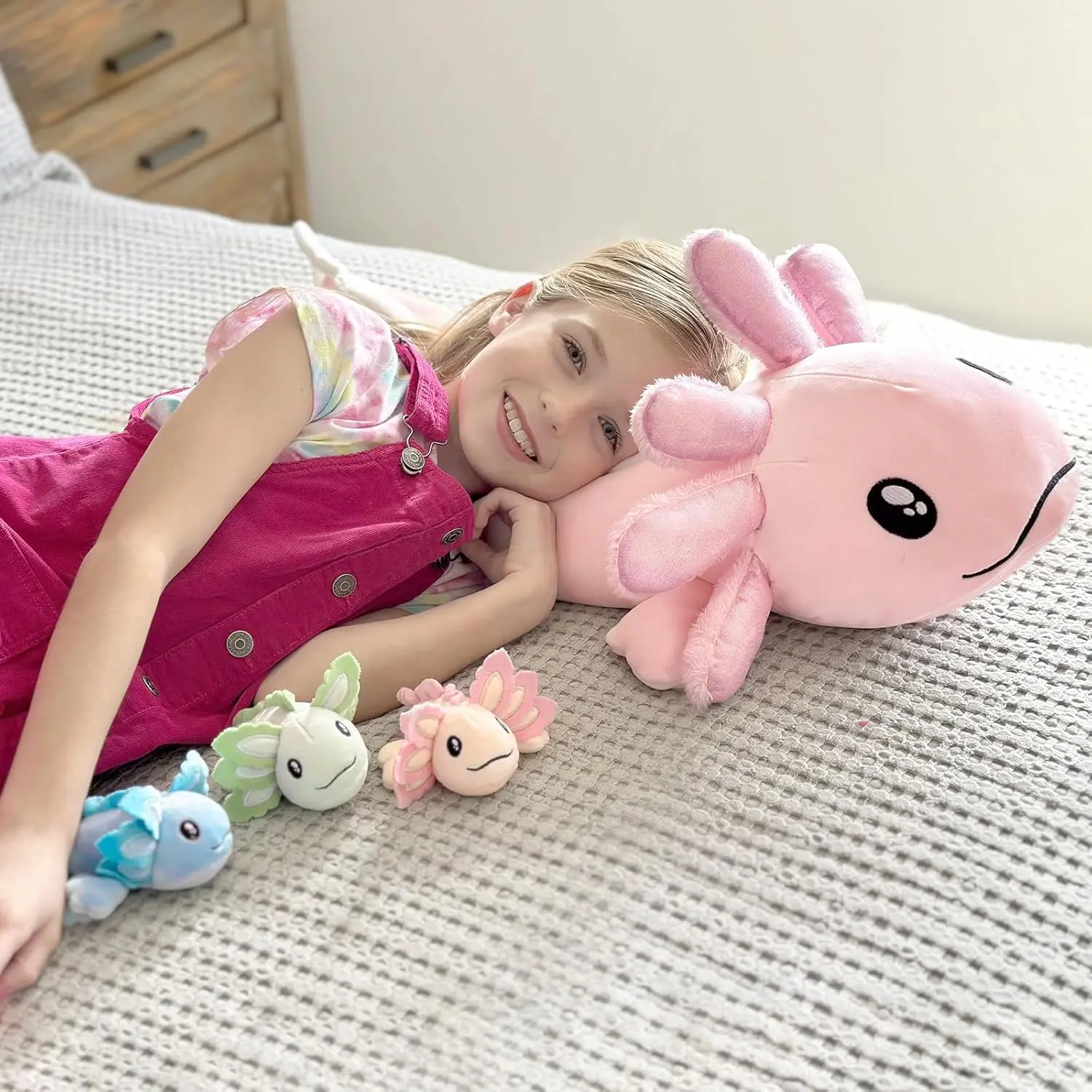 Tezituor 39 inches Teddy Bear Well Stuffed Animal with Babies for Baby Shower,32 inches Large Pink Axolotl Plush Pillow Toy Set for Baby Shower,Birthday Gift,Super Soft Fluffy,Lightweight Soft, cute girly gifts  #Babytoys