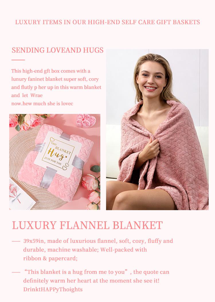 Christmas Thanksgiving Birthday Gifts for Women, Self Care Gifts, Get Well Soon Gifts, Relaxing Spa Gifts, Care Package, Unique Anniversary Gift Basket with Flannel Blanket for Mother, Wife, Best Friend, Sister,Her
