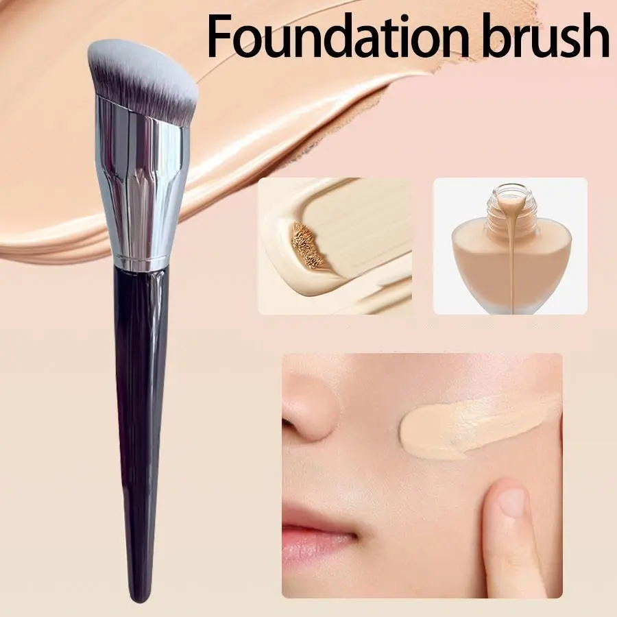 Professional Foundation Brush, Slant Makeup Brush for Foundation, Contoured Foundation Brush, Concealer, Makeup Accessories, Makeup Tool for Blending Liquid Cosmetics, Face Brush, Makeup Blending Brushes, Complexion Brush