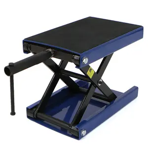 Stark USA Steel Crank-Operated Manual Jack - 1100LBS Wide-Deck Scissor Vehicle Lift Stand with Height Adjustment for Motorcycle, ATV Support