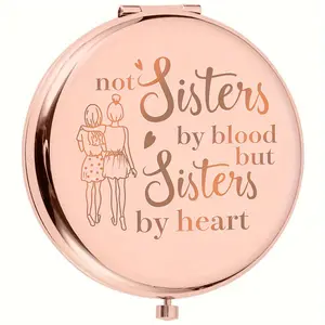 A Single Piece of Rose Golden Compact Mirror Designed As a Special Gift for Sisters, Featuring a Beautiful Design, High-Quality Glass, And a Convenient Size, Making It an Ideal Present for Sisters, Best Friends, And Women of Any Age