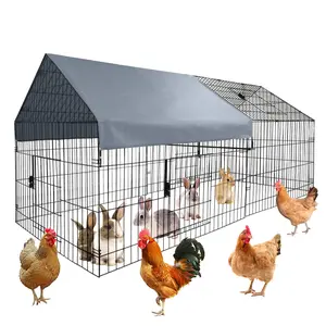 GARVEE 7.1 x 3.3 x 3.3FT Large Metal Pet Playpen with Water-Resistant and Anti-UV Cover, Suitable for Chickens, Ducks, Rabbits, Chinchillas, and Outdoor Backyard Use
