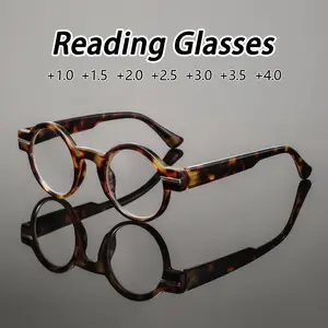 Men's Plastic Round Reading Glasses, Vintage Elegant Classic Style, Fashionable Old Readers, Casual Artistic Hong Kong Wind Eyewear, Reading Eyeglasses