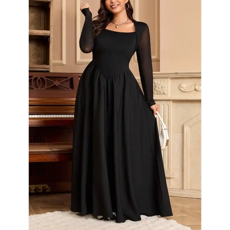 fitted lace wedding dress IN'VOLAND Plus Size Women Casual Short Sleeve Maxi  Dresses Empire Waist