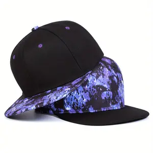 Unisex Purple Starry Sky Print Hip Hop Hat Outdoor Adjustable Sunscreen Leisure Hat Travel Tourism Beach Vacation