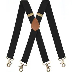 Heavy Duty 1.4" Wide Elastic X-Back Men's Suspenders with Adjustable Straps & Strong Metal Clips