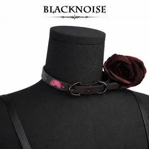 BLACKNOISE Heat-Reactive Leather Gothic Choker Collar, Adjustable Color-Changing Neck Accessory
