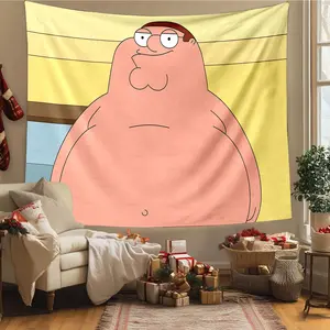 Creative Cartoon Character Wall Art, Large Space Living Room Decor, Humorous Imaginative Home Decoration Hanging Tapestry