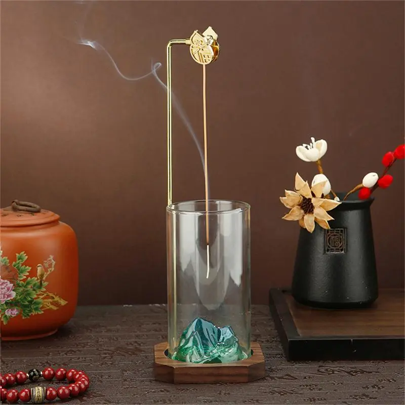 Glass Candle Holder with Ash Catcher, Upside Down Design to Prevent Ashes, Elegant Snow Mountain Style for Home Decor, Candlestick Holders