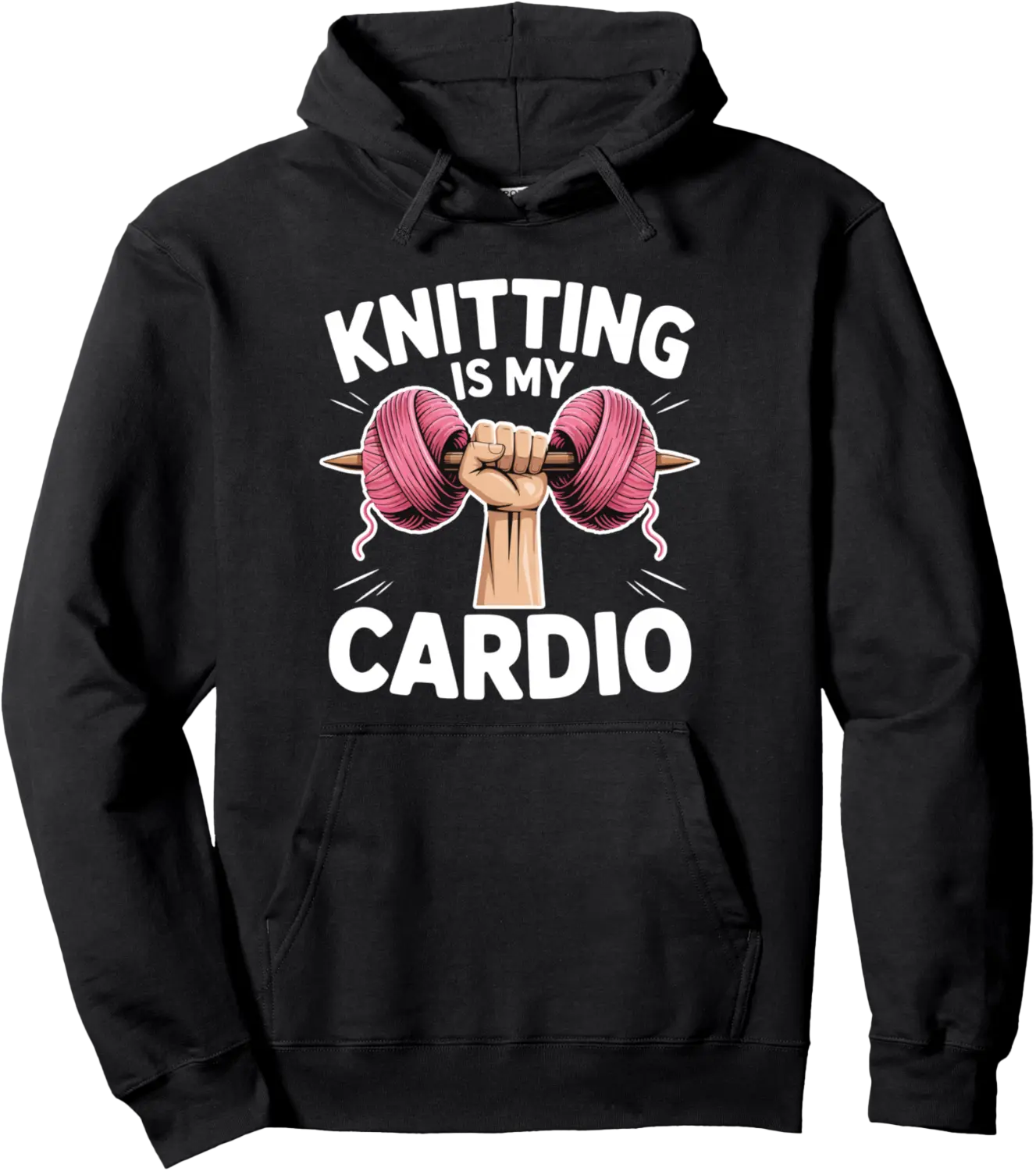 Knitting Is My Cardio Funny Hobby Crafters Dumbbell Yarn Pullover Hoodie - Elizabethtej Shop 56B0FCY89ZJK