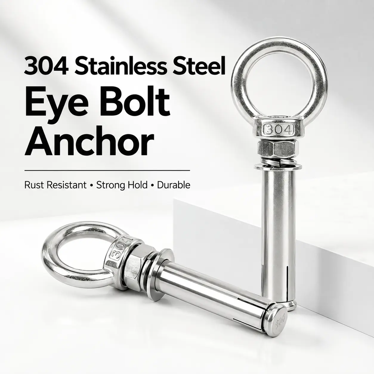 M6x50mm Ring Lifting Expansion Anchor Eyebolt 2 Pack Expansion Bolts Ceiling Hook Heavy Duty Bolts Anchor Fastener 304 Stainless Steel for Concrete Brick Wall - MM2