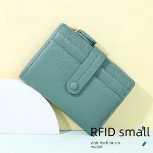 Minimalist Anti-Magnetic Women's Short Folding Wallet, Ultra Thin Elegant All-Match Clutch with Multi Card Slots