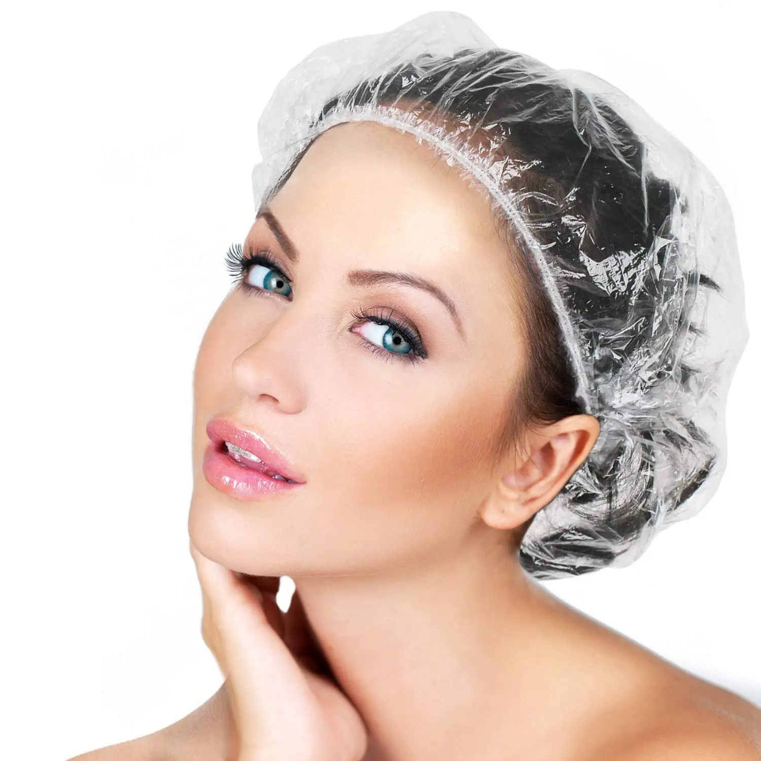 Disposable Shower Caps 100 Pcs - Multi-Purpose Thickening Elastic Bath Cap Plastic Waterproof Clear for Women, Home, Hotel & Hair Salon Use