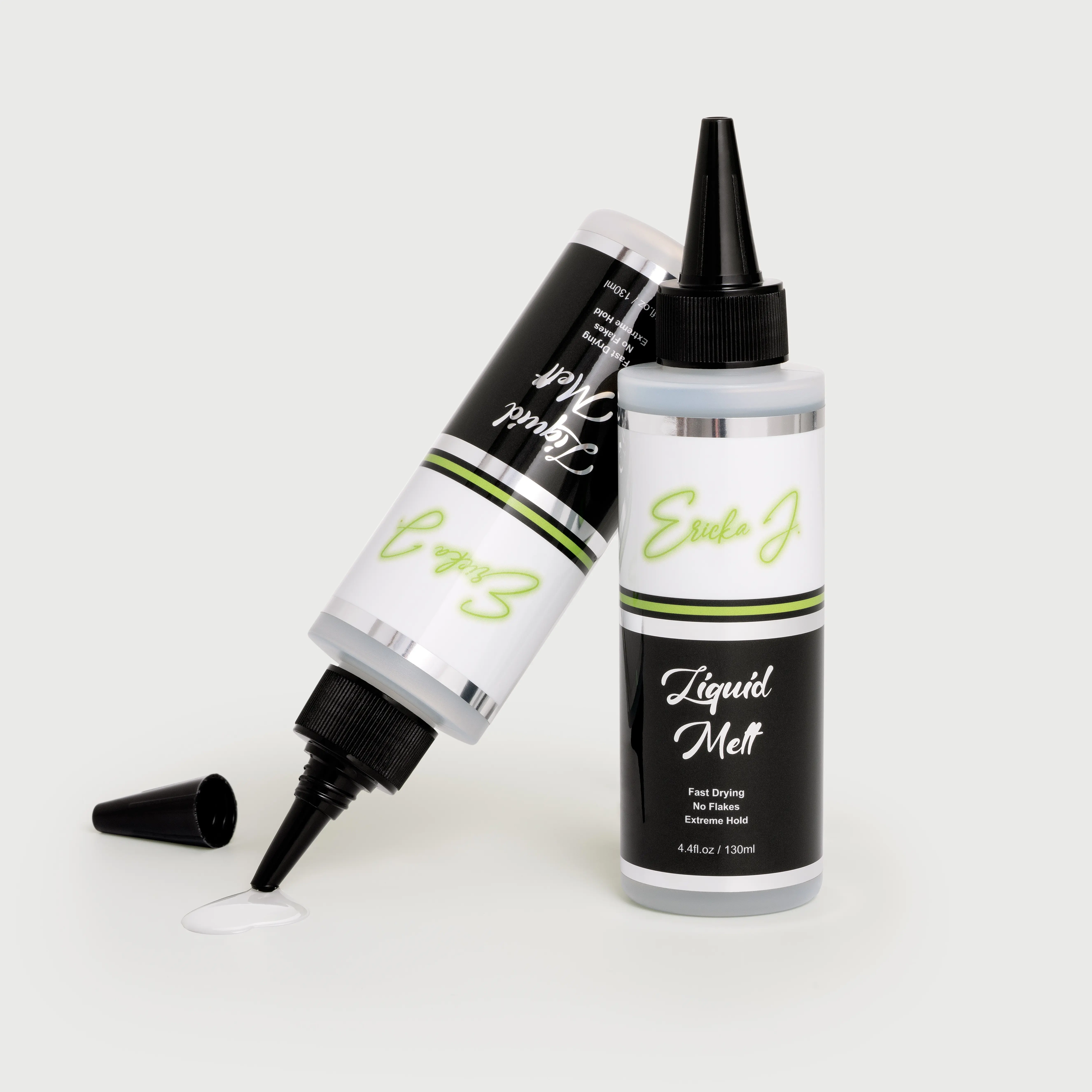 Ericka J Products Liquid Melt Precision Tip Glue-Less Gel, Temporary Hold Lace Wig Styling Gel for Edges and Slick Styles, No Glue Needed, Flake-Free Fast Drying Formula, 1 Pack