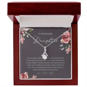 Sterling Silver Necklace with Heart Pendant and Inspirational Message, A Thoughtful Gift from Mom to Daughter for Christmas or Graduation