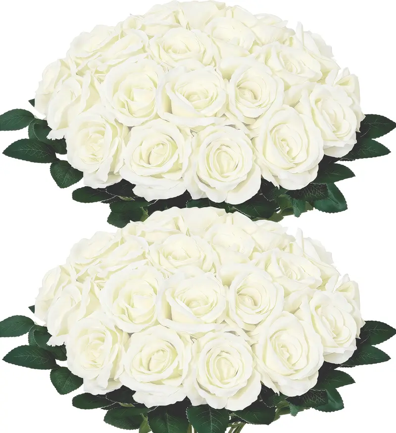 YBLIOUKE 10/20/50 pcs Artificial Rose Howers LongStem Fake Silk Roses for DIY WeddingBouquet Table Centerpiece HomeDecor  Realistic Faux Flowers for Decoration, Suitable for Valentine’s Day, Mother’s Day, Halloween, Christmas, Floral Arrangements