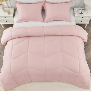 Comforter Set Spring Summer Bedding 100% Washed Microfiber Super Soft, All Season Fluffy Lightweight Down Alternative Quilted Comforter, 2 Pillow Shams