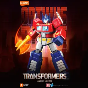 Blokees Transformers Action Edition G1 Optimus Prime 18cm Tall 188 Pieces 45 Movable Joints Magnetic Light Module Officially Licensed Model Kit