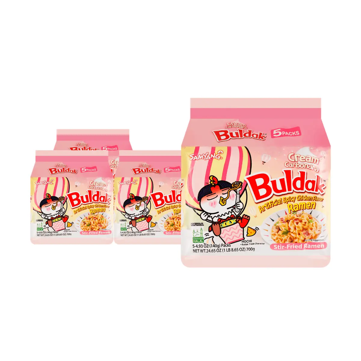 Samyang Buldak Ramen Pink Creamy Cheese Spicy Chicken Noodles - 20 Packs Bulk Value Bundle