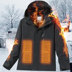 Unisex Autumn Winter Smart USB Carbon Fiber Heating Jacket Waterproof Windproof Warm Cotton Travel Outerwear