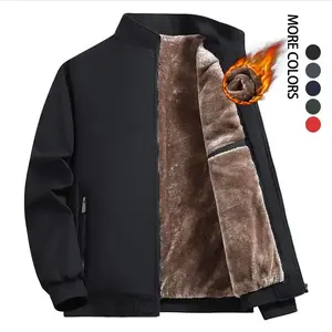 Men's Plain Fleece Jacket for Winter, Sleeve Warm Coat with Pockets,Plus Size Fit，Suitable for Autumn and Winter Daily Wear, Casual and Simple Style, Machine Washable, More Colors