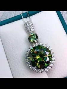 Elegant Pendant Necklace, Fire Color Enhanced 8 Carat Clarity, Eight Heart Eight Arrow Design, Luxury Zircon Jewelry