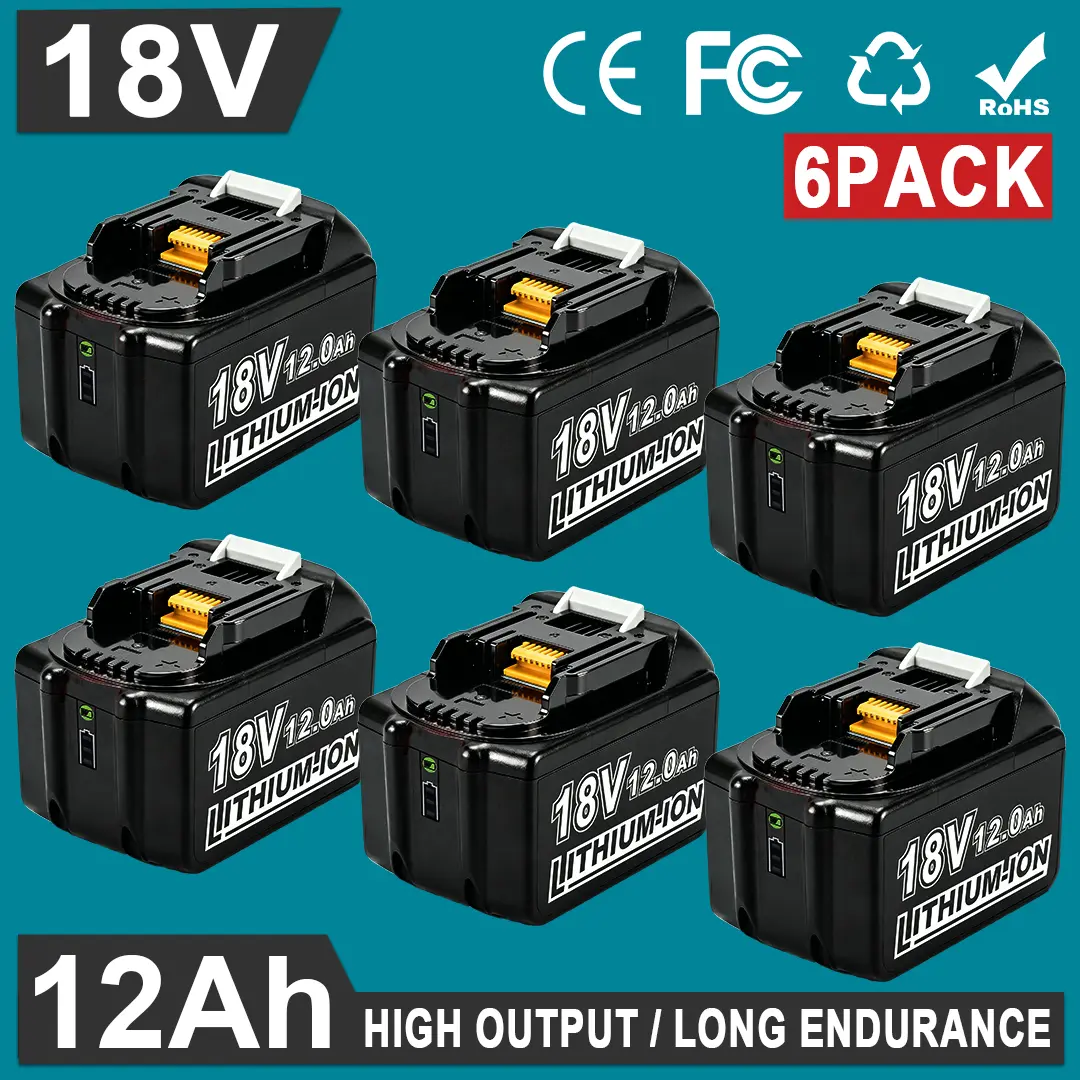 Replacement Lithium Battery for Makita BL1860B 18V 12.0Ah Lithium-lonReplacement Battery - 4 LED Power Check, RunTime Display, 18V Charger Ready Power ToolAccessory Compatible with Makita BL1815,BL1860, BL1850, BL1850B, BL1840, BL1830