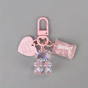 1 piece colorful heart pendant, adorable bear hug bag accessory, phone chain, CCD pendant, Sparkly bag charm